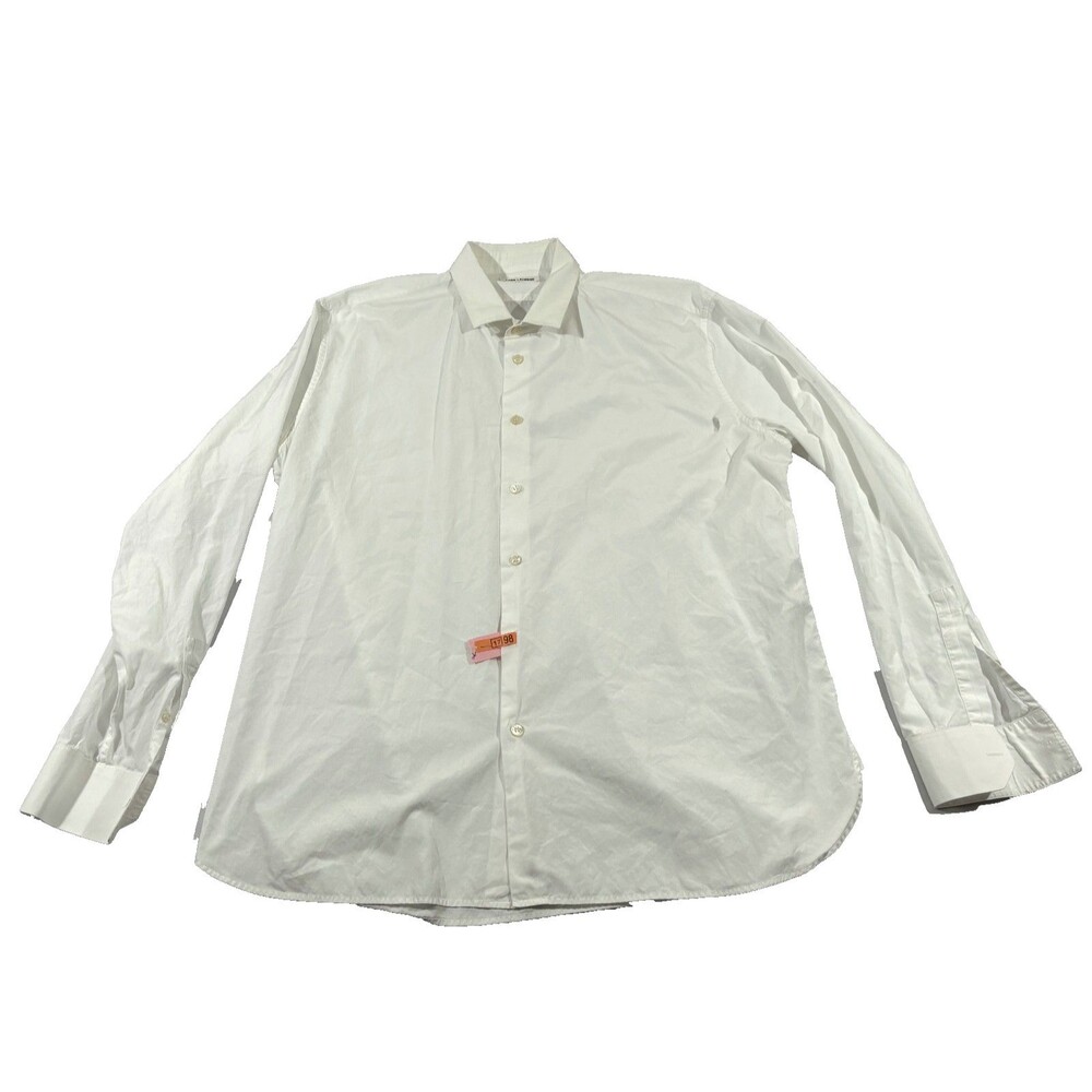 Saint Laurent Paris Mens White Button Dress Shirt YSL Cotton Sz 43 Italy HOLE